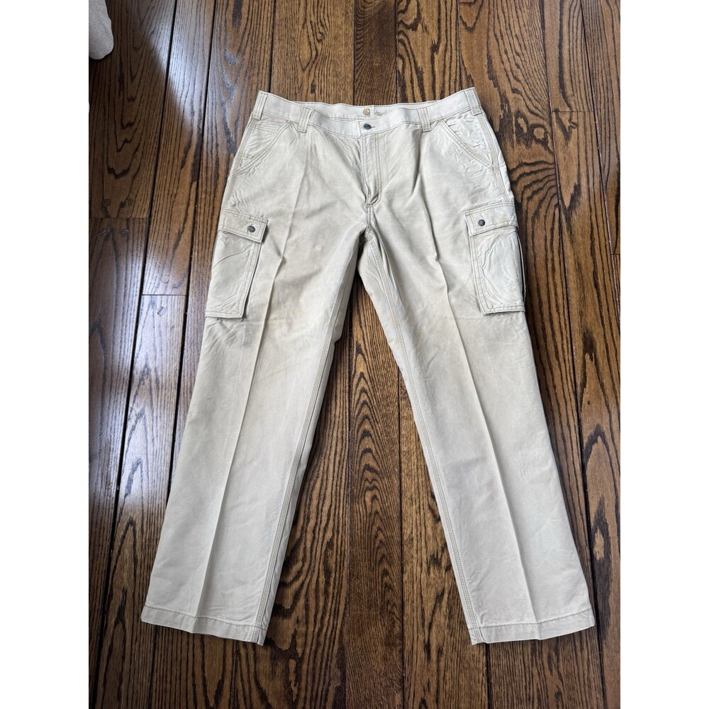 Carhartt Men’s Relaxed Fit Cargo Work Pants Size 42x32 Tan Cotton